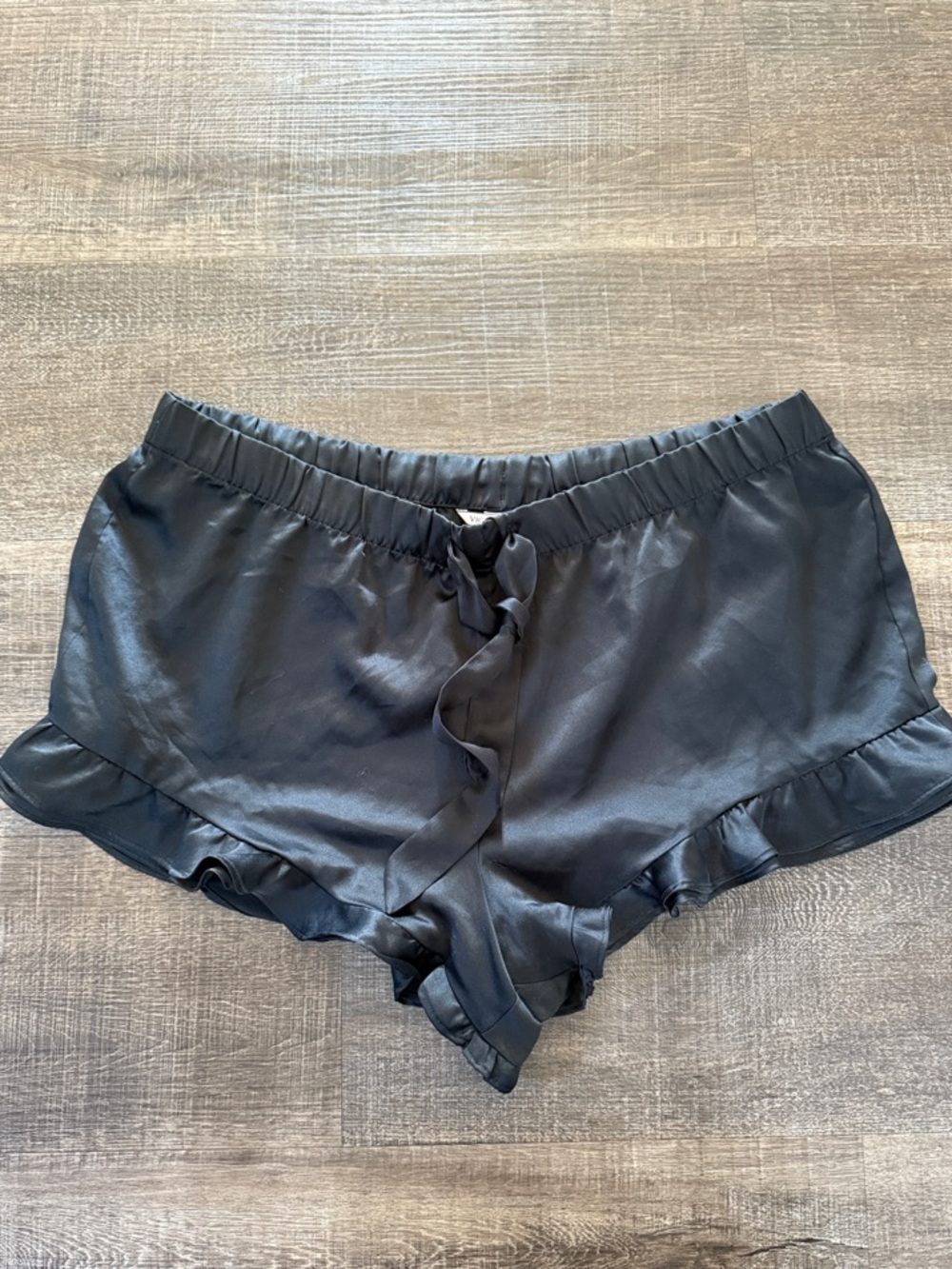 Victoria’s Secret Black Satin Ruffle Trim Sleep Shorts